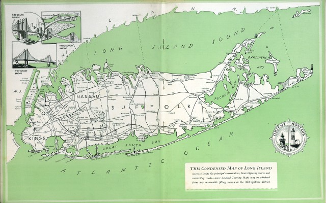 Map from "Long Island, the sunrise homeland' New York, 1940 (Dibner Library, Smithsonian Institution)